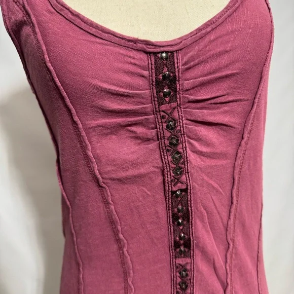 Free People • Tuck Me In Embellished Tank Top Raspberry S ASO Elena Gilbert - Picture 7 of 8